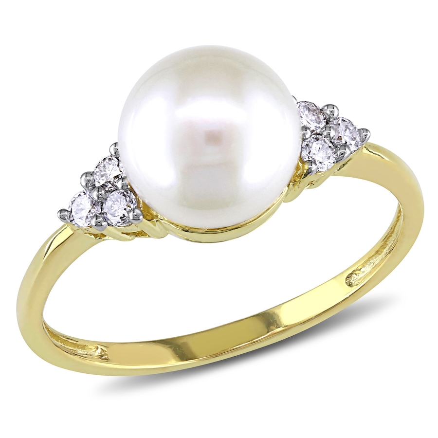 Image 701728.jpg, Product 701-728 / Price $699.99, AMOUR Pearls 10K Yellow Gold 7.5-8mm Freshwater Cultured Pearl & Diamond Ring from Amour Pearls on TSC.ca's Jewellery department