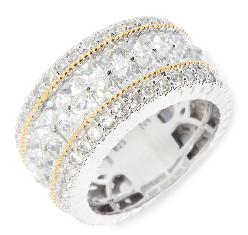 Jewellery Rings Bands Gems En Vogue Palladium Silver White Zircon Half Band Ring TSC.ca