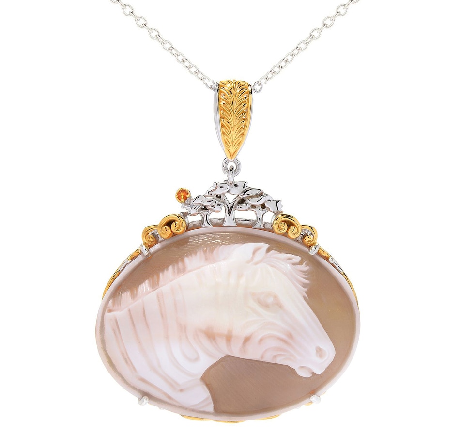 Image 701802.jpg, Product 701-802 / Price $219.99, Gems En Vogue Palladium Silver High Relief Cameo Zebra Pendant With Chain from Gems En Vogue on TSC.ca's Jewellery department