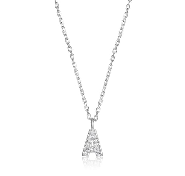 Diamonelle Sterling Silver Mini Initial Necklace 18"