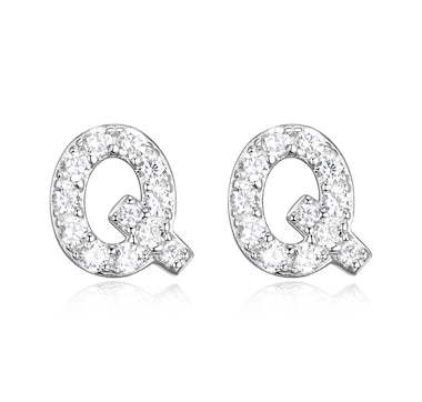 Diamonelle Sterling Silver Mini Initial Earrings