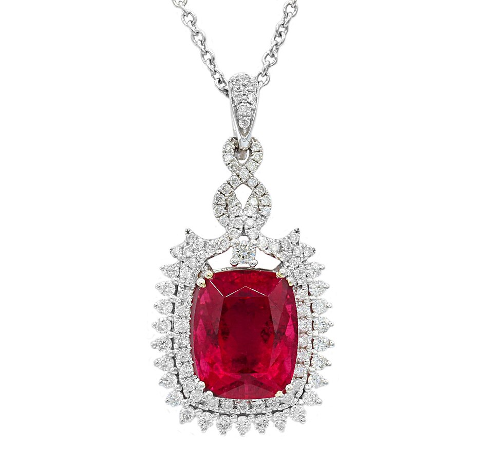 Image 702243.jpg, Product 702-243 / Price $8,999.99, Effy 14K White Gold and Yellow Gold Diamond and Rubellite Pendant from Effy Jewellery on TSC.ca's Jewellery department