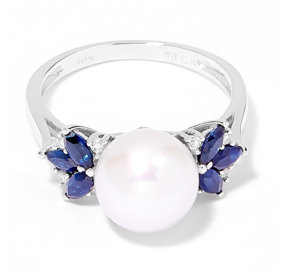 Image 702270.jpg, Product 702-270 / Price $799.99, AMOUR Pearls 10K White Gold 9-9.5mm Cultured Freshwater Pearl, Sapphire & Diamond Ring from Amour Pearls on TSC.ca's Jewellery department