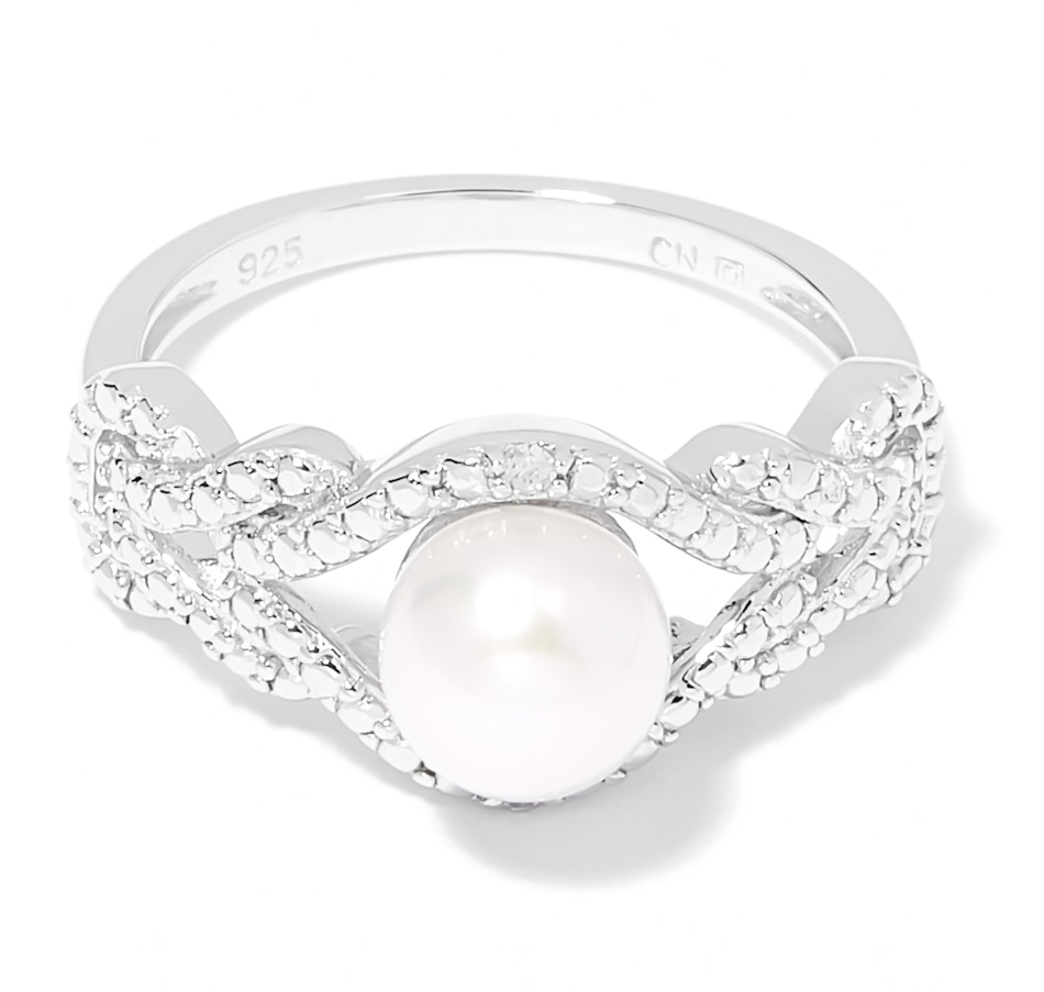 Image 702313.jpg, Product 702-313 / Price $199.99, AMOUR Pearls Sterling Silver 7-7.5mm Cultured Freshwater Pearl & Diamond Infinity Ring from Amour Pearls on TSC.ca's Jewellery department