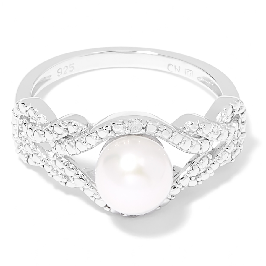 Image 702313.jpg, Product 702-313 / Price $199.99, AMOUR Pearls Sterling Silver 7-7.5mm Cultured Freshwater Pearl & Diamond Infinity Ring from Amour Pearls on TSC.ca's Jewellery department