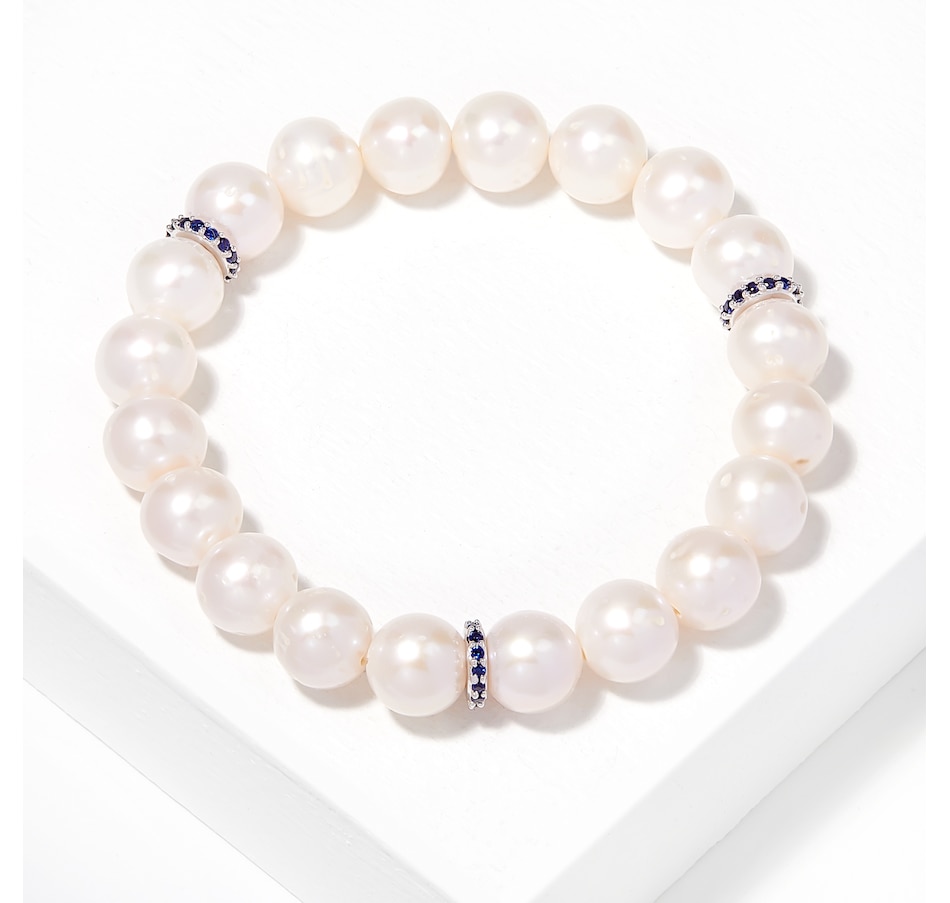 Image 702316.jpg, Product 702-316 / Price $314.99, AMOUR Pearls Sterling Silver 9-9.5mm Cultured Freshwater Pearl & Blue Sapphire Bracelet from Amour Pearls on TSC.ca's Jewellery department