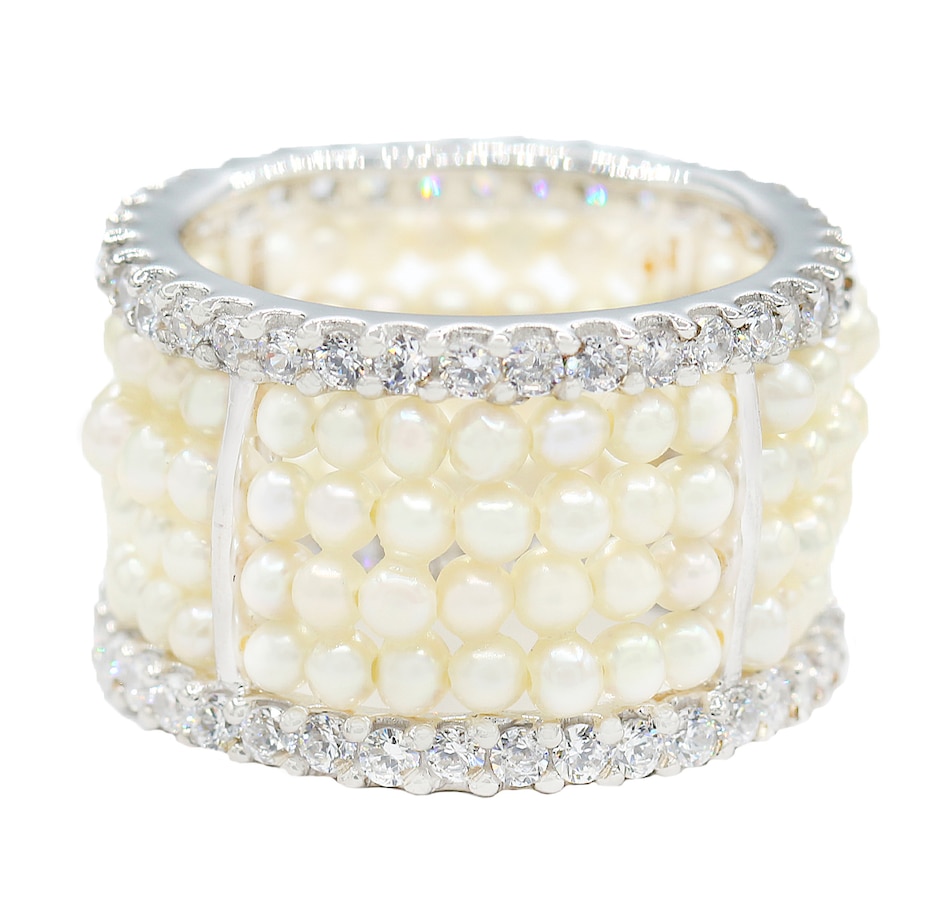 Image 702317_ALTMORE1.jpg, Product 702-317 / Price $199.99, Diamonelle Sterling Silver White Pearl & Diamonelle Band Ring from Diamonelle on TSC.ca's Jewellery department