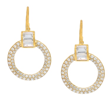Diamonelle Sterling Silver Diamonelle Circle Drop Earrings