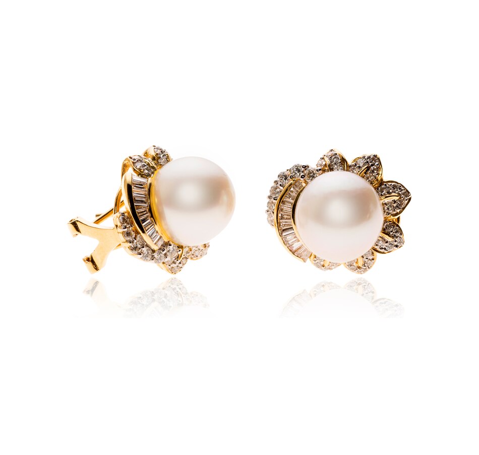 Image 702355.jpg, Product 702-355 / Price $4,295.00, 18KT Yellow Gold South Sea Pearl and Diamond Earrings from Estate Originals on TSC.ca's Jewellery department