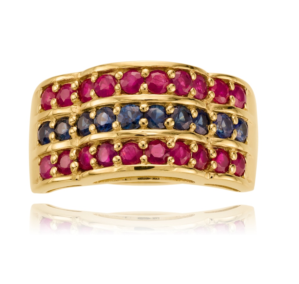Image 702360_ALTMORE1.jpg, Product 702-360 / Price $1,295.00, 10KT Yellow Gold 3-Row Ruby and Sapphire Scalloped Band Style Ring from Estate Originals on TSC.ca's Jewellery department
