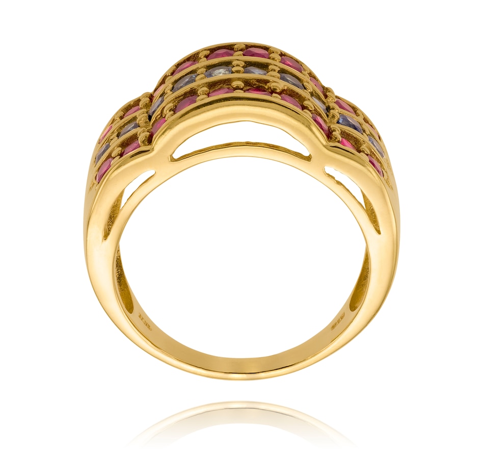 Image 702360_ALTMORE2.jpg, Product 702-360 / Price $1,295.00, 10KT Yellow Gold 3-Row Ruby and Sapphire Scalloped Band Style Ring from Estate Originals on TSC.ca's Jewellery department