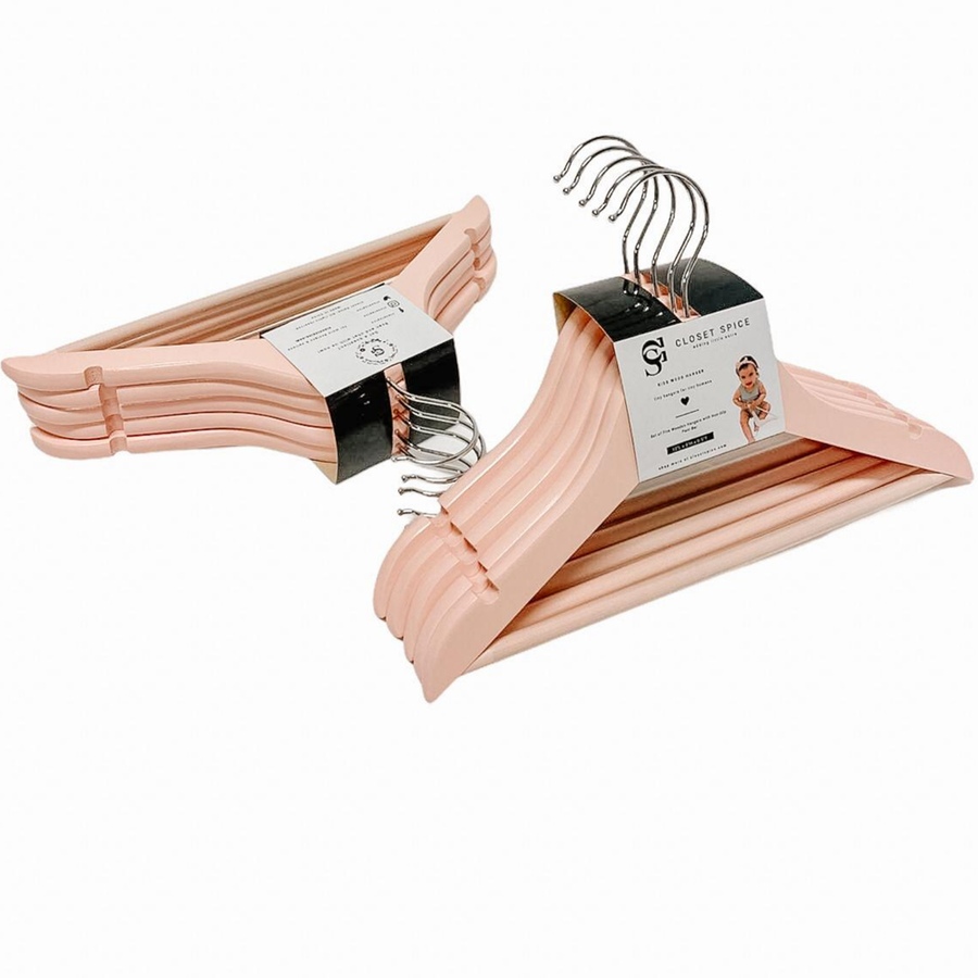 Image 702432_PNK.jpg, Product 702-432 / Price $44.99, Closet Spice Solid Wood Kids Wooden Hangers (set of 20 with non-slip pant bars) from Closet Spice on TSC.ca's Home & Garden department