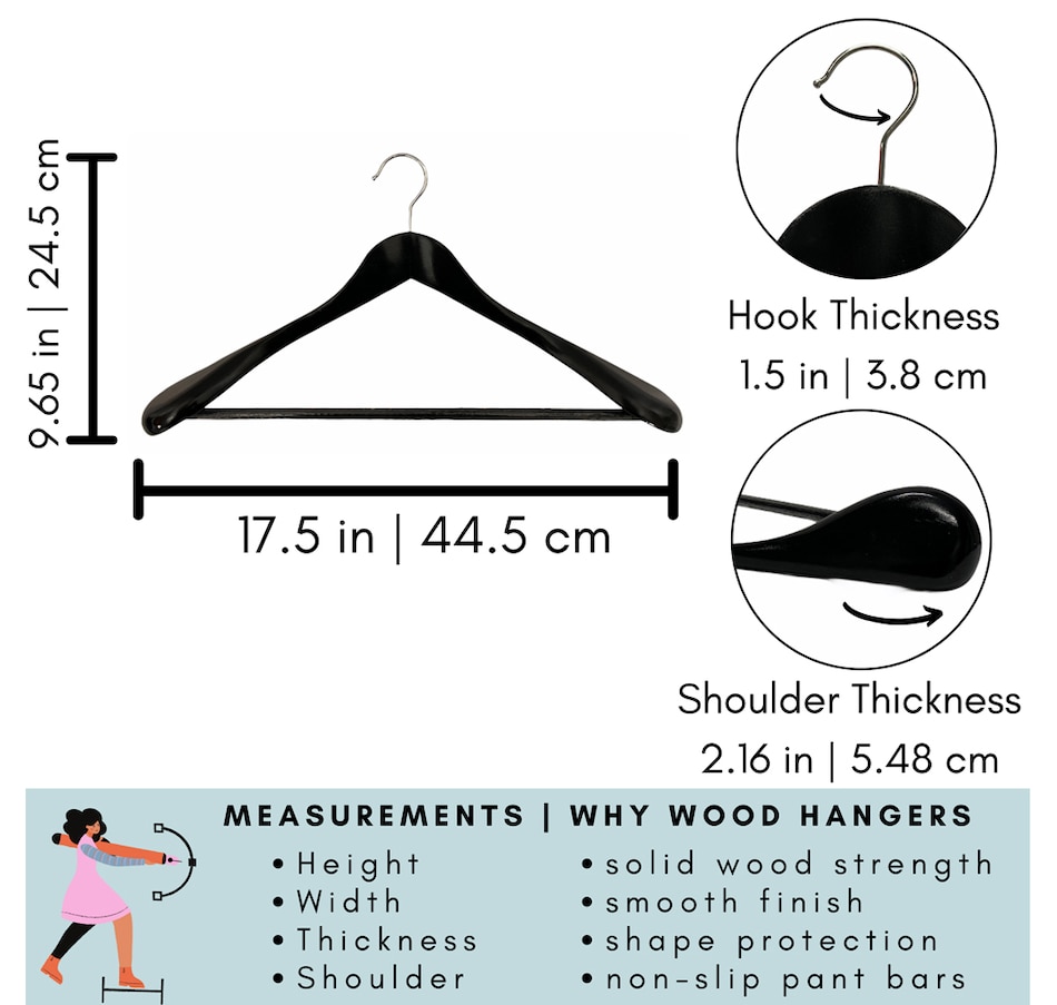 Image 702434_ALTMORE2.jpg, Product 702-434 / Price $32.99, Closet Spice Extra-Wide Shoulder Solid Wooden Suit Hangers (set of 6 with non-slip pant bars) from Closet Spice on TSC.ca's Home & Garden department