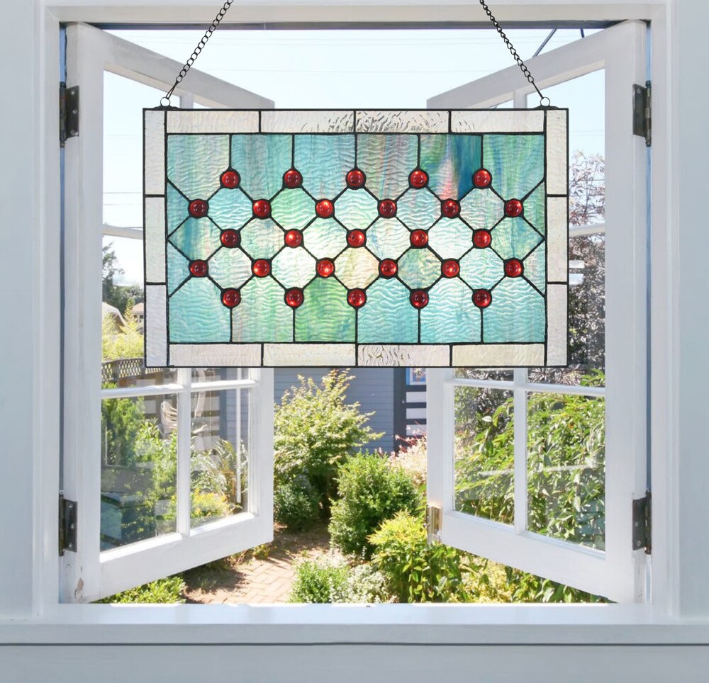Fine Art Lighting Ocean Gem Stained Glass Hanging Window Panel TSC