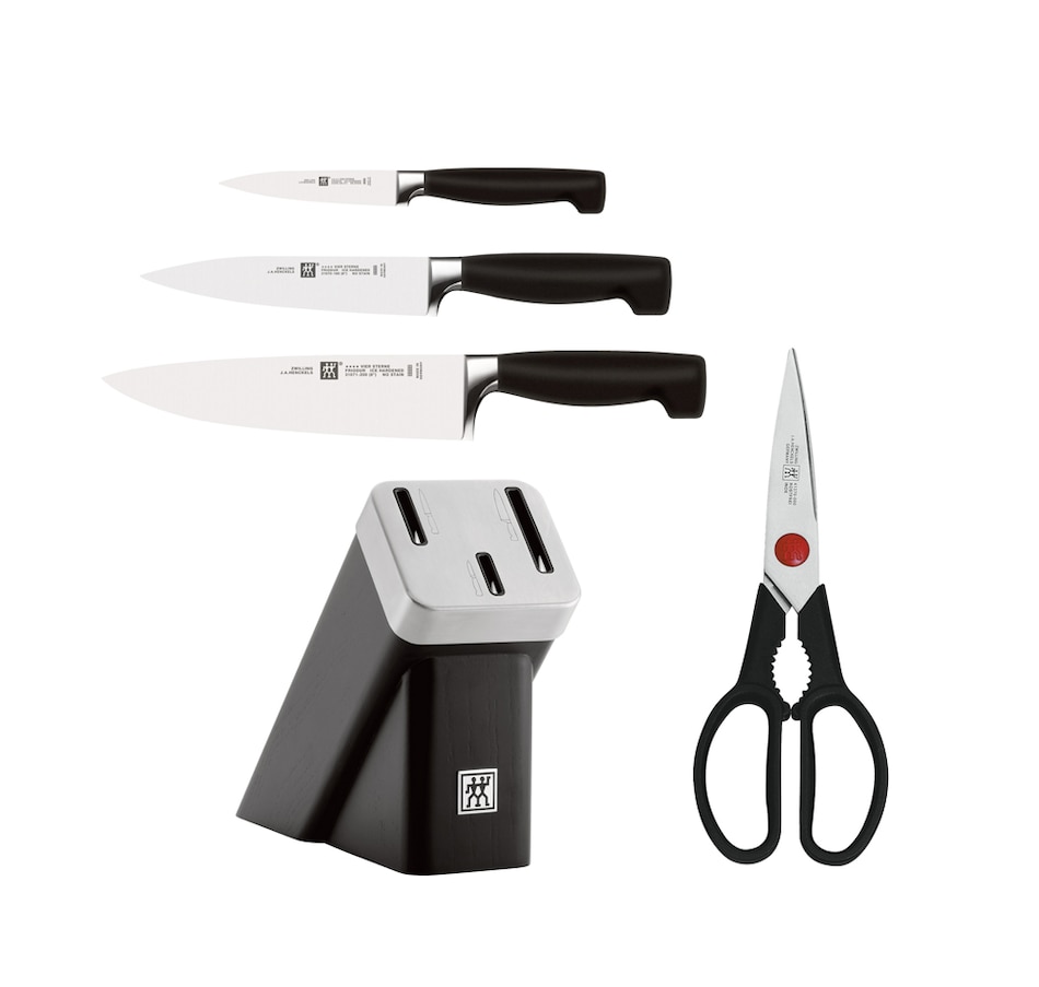 Image 702469_BLK.jpg , Product 702-469 / Price $199.99 , Zwilling Four Star Self-Sharpening Knife Set with Compact Storage Block and Bonus Shears from Zwilling on TSC.ca's Kitchen department