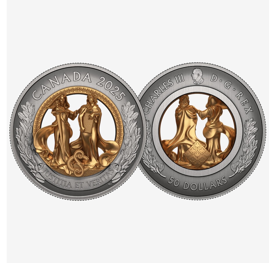Image 702577_ALTMORE2.jpg, Product 702-577 / Price $899.95, 2025 $50 Allegory of Justice and Truth Fine Silver Coin plus Two Bonus Supreme Dollar Coins from Royal Canadian Mint (RCM) on TSC.ca's Coins department
