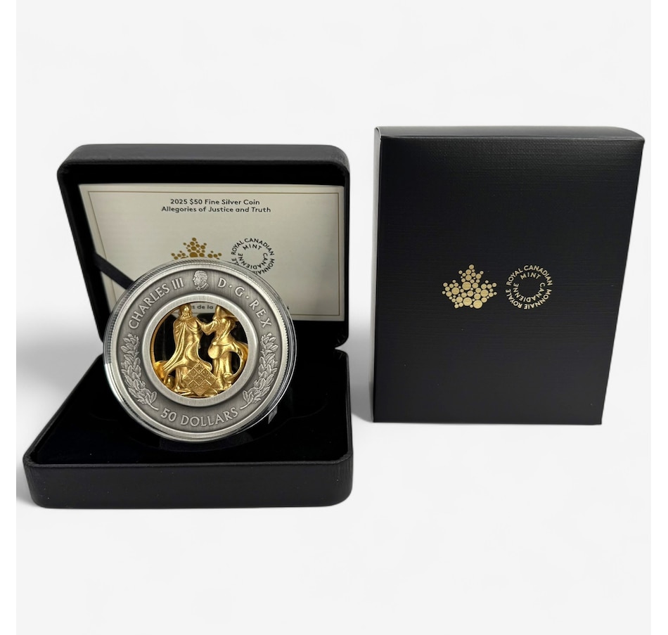 Image 702577_ALTMORE4.jpg, Product 702-577 / Price $899.95, 2025 $50 Allegory of Justice and Truth Fine Silver Coin plus Two Bonus Supreme Dollar Coins from Royal Canadian Mint (RCM) on TSC.ca's Coins department