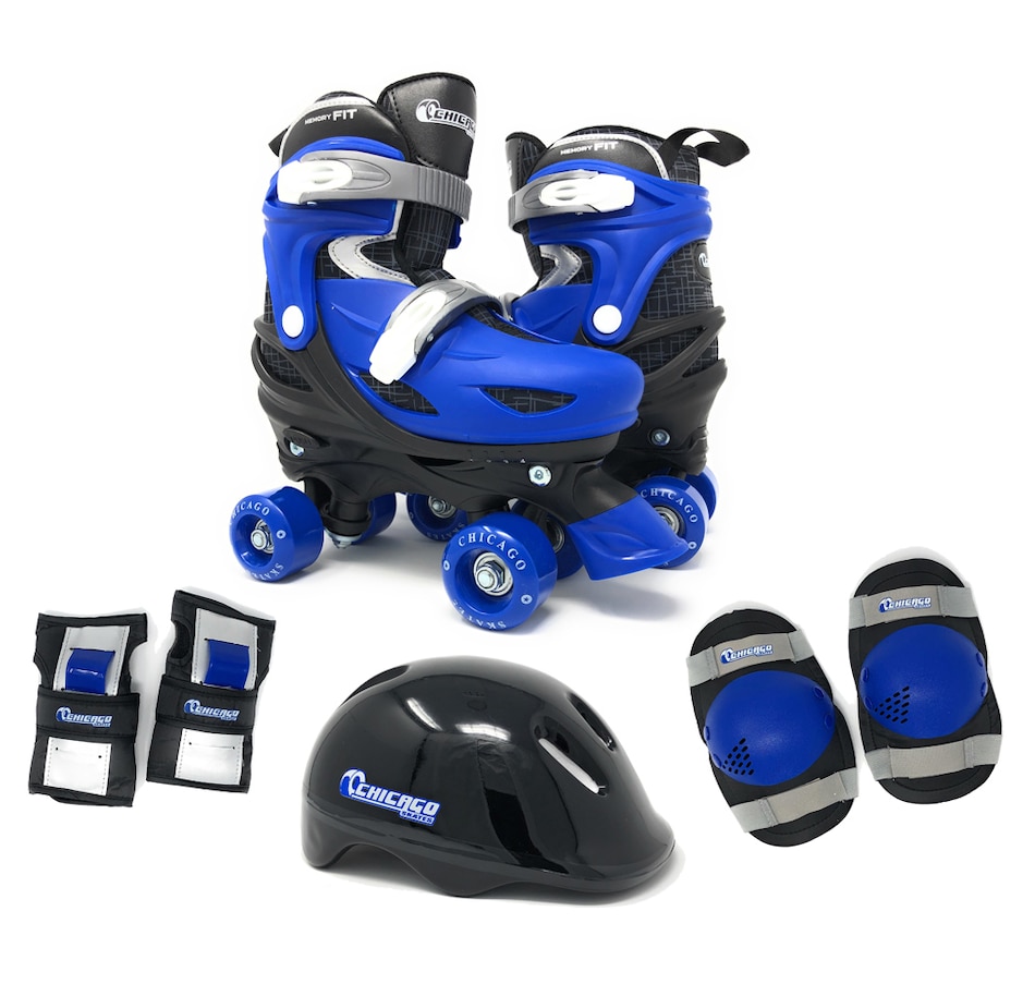 Image 702932_ALTMORE4.jpg, Product 702-932 / Price $119.99, Chicago Skates Kids Adjustable Quad Rollerblades with Accessory Bundle (Blue) from Chicago Skates on TSC.ca's Toys & Hobbies department