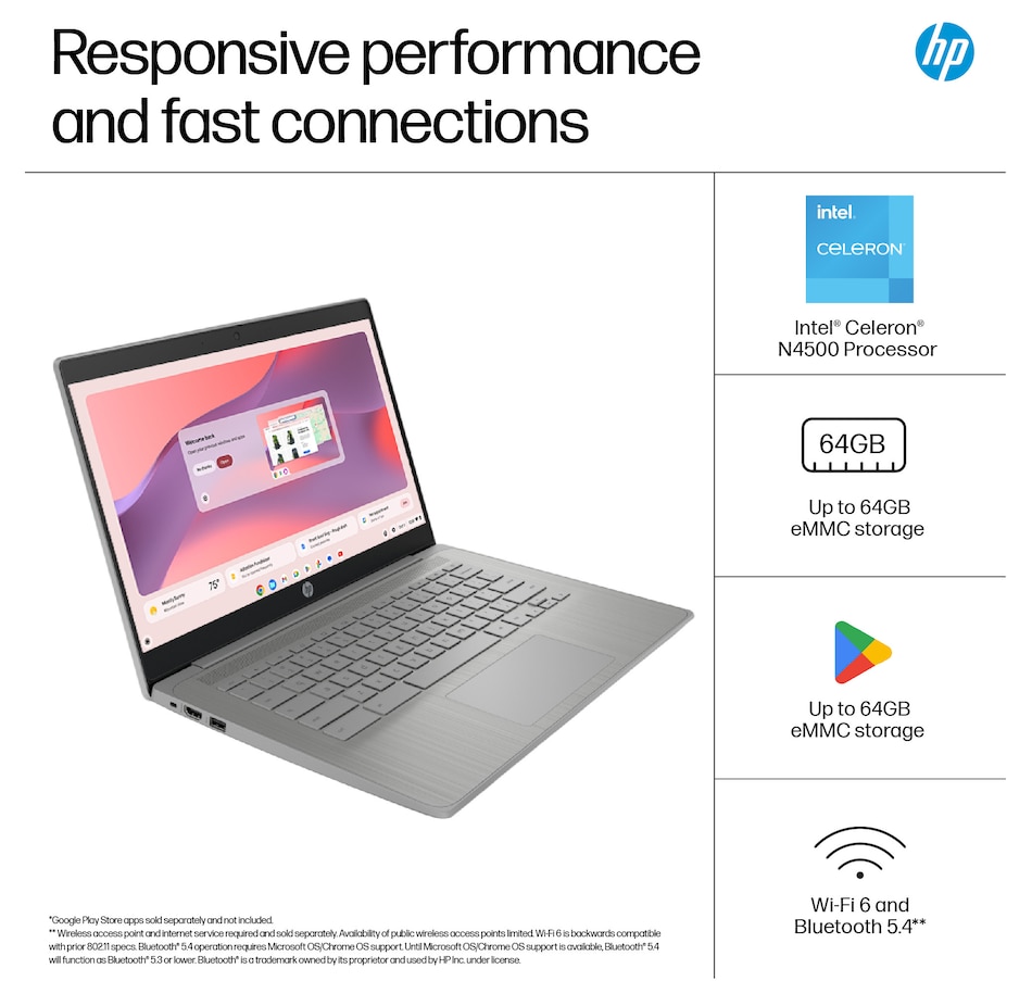 Image 703128_ALTMORE7.jpg, Product 703-128 / Price $349.99, HP 14" 64GB Chromebook with 3 Months of Free Google AI from HP - Hewlett Packard on TSC.ca's Electronics department