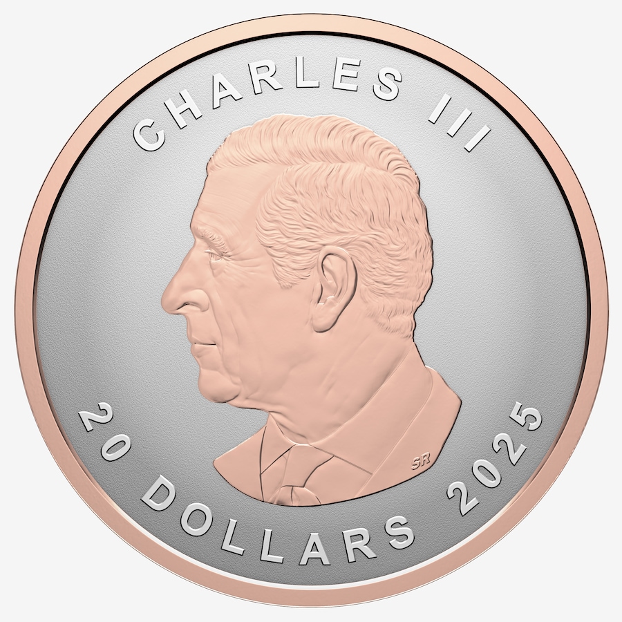 Image 703176_ALTMORE3.jpg, Product 703-176 / Price $249.95, 2025 $20 Ultra High Relief 1 oz Silver Maple Leaf with Selective Rose Gold Plating from Royal Canadian Mint (RCM) on TSC.ca's Coins department