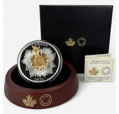 2025 $50 The Goldfinch and Bloom Silver Coin