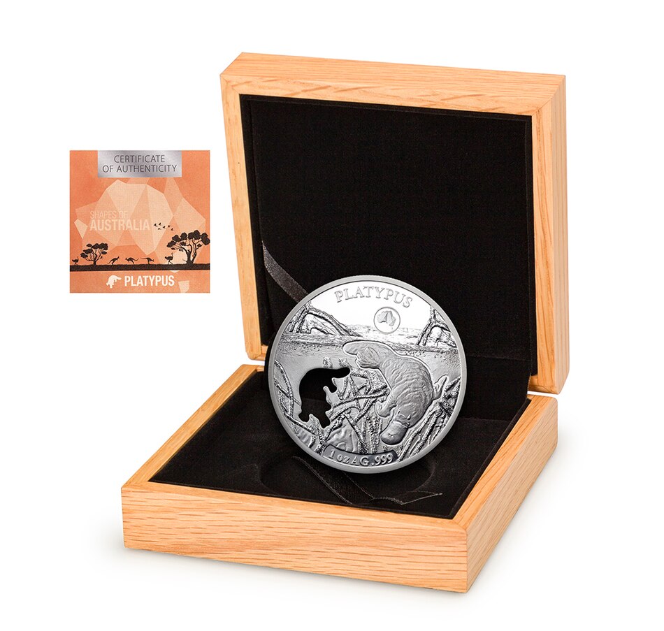 Image 703242_ALTMORE2.jpg, Product 703-242 / Price $109.95, 1-Ounce Fine Silver Shapes of Australia - Platypus from Canadian Coin & Currency on TSC.ca's Coins department