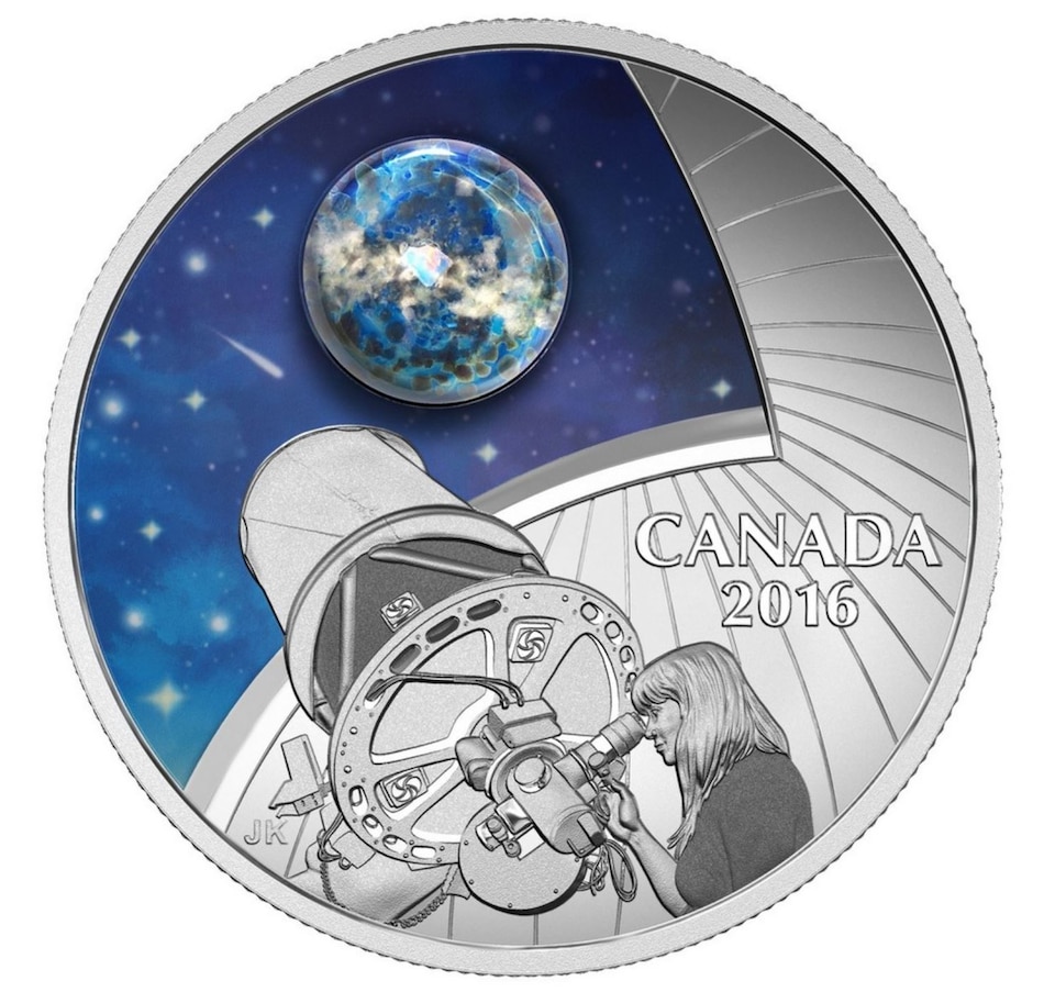 Image 703298.jpg, Product 703-298 / Price $149.95, $20 Fine Silver Coin - The Universe Glow-in-the-Dark Glass with Opal from Royal Canadian Mint (RCM) on TSC.ca's Coins department