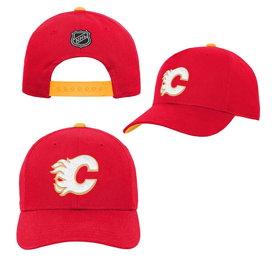 Image 703360_ALTMORE3.jpg, Product 703-360 / Price $34.99, NHL Youth Calgary Flames Pre-Curve Snapback Cap from Fanatics on TSC.ca's Sports department