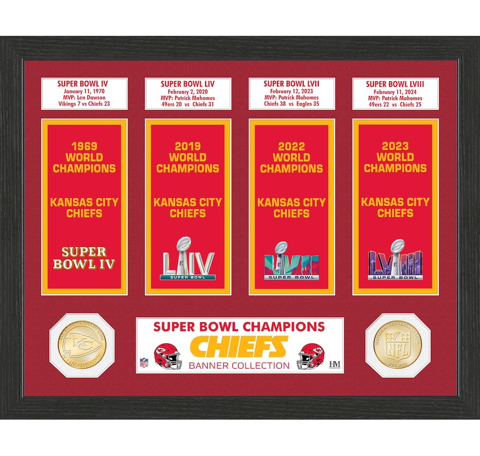 Image 703366.jpg, Product 703-366 / Price $114.99, Kansas City Chiefs 4x Banner Collection Bronze Coin Photo Mint from Highland Mint on TSC.ca's Sports department