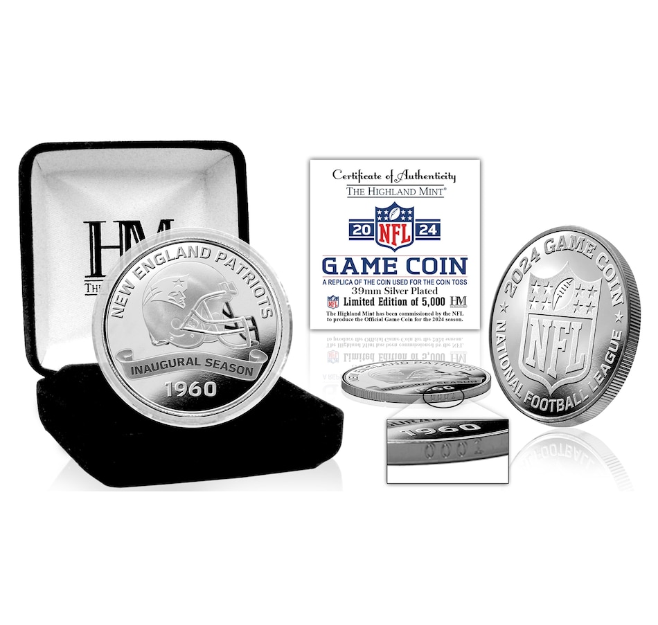 Image 703391.jpg, Product 703-391 / Price $69.99, New England Patriots NFL 2024 Coin Toss Silver Coin from Highland Mint on TSC.ca's Sports department
