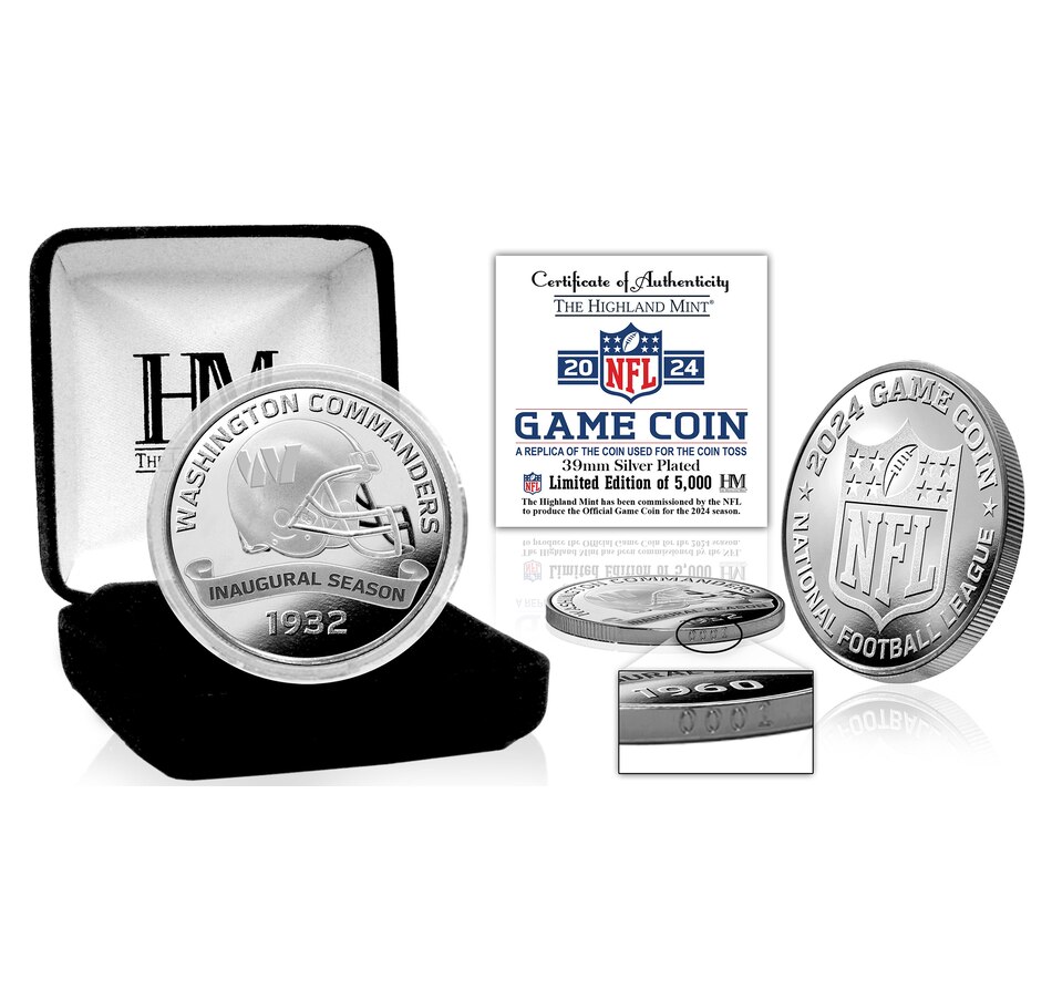 Image 703400.jpg, Product 703-400 / Price $69.99, Washington Commanders NFL 2024 Coin Toss Silver Coin from Highland Mint on TSC.ca's Sports department