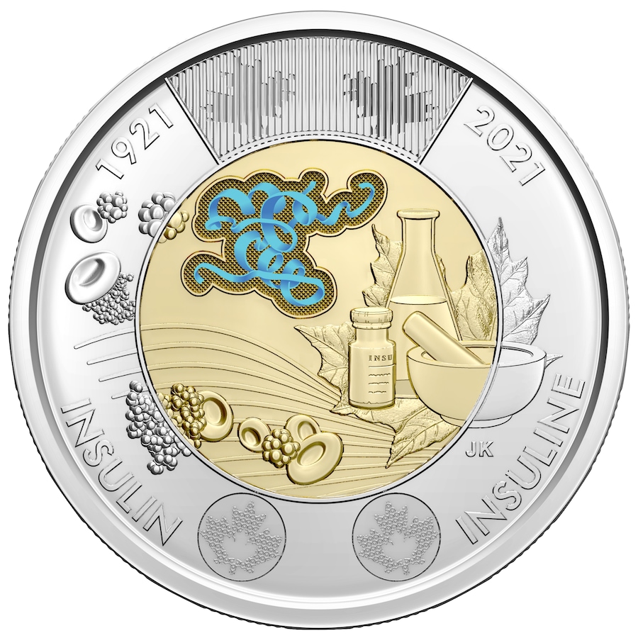 Image 703707_ALTMORE1.jpg, Product 703-707 / Price $99.95, 2021 $2 Special Wrap Roll 100th Anniversary of the Discovery of Insulin (colour, 25 coins per roll) from Royal Canadian Mint (RCM) on TSC.ca's Coins department