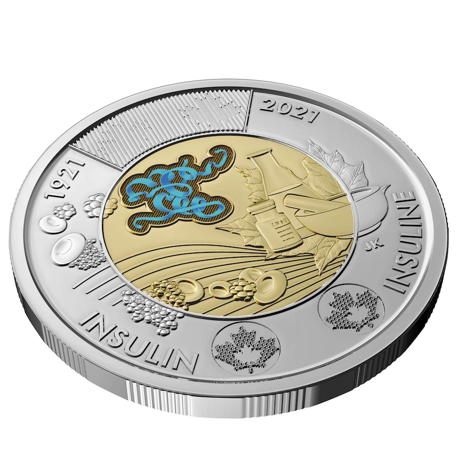 Image 703707_ALTMORE2.jpg, Product 703-707 / Price $99.95, 2021 $2 Special Wrap Roll 100th Anniversary of the Discovery of Insulin (colour, 25 coins per roll) from Royal Canadian Mint (RCM) on TSC.ca's Coins department