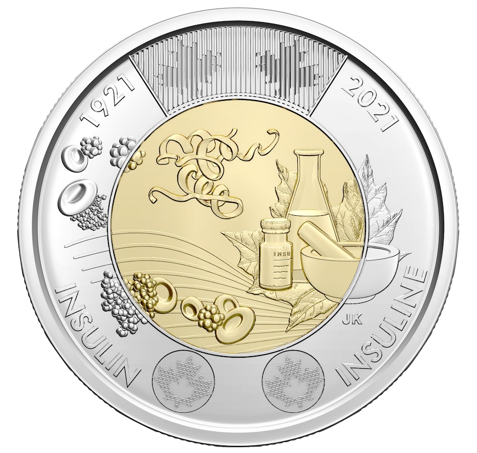 Image 703708_ALTMORE1.jpg, Product 703-708 / Price $99.95, 2021 $2 Special Wrap Roll 100th Anniversary of the Discovery of Insulin (classic engraved, 25 coins per roll) from Royal Canadian Mint (RCM) on TSC.ca's Coins department
