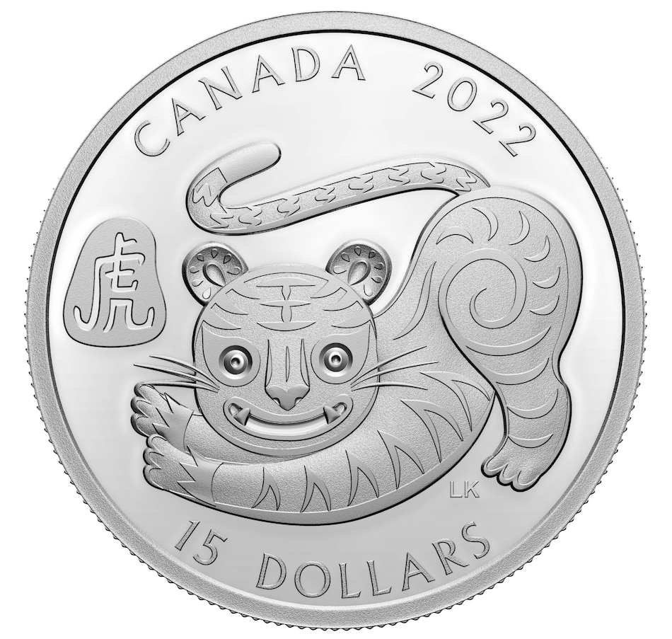 Image 703709.jpg, Product 703-709 / Price $98.88, 2022 $15 Pure Silver Coin Lunar Year of the Tiger from Royal Canadian Mint (RCM) on TSC.ca's Coins department