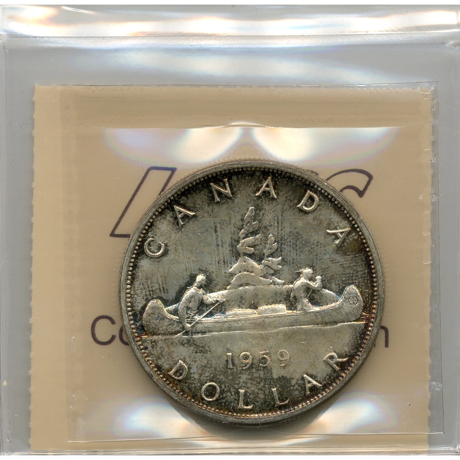Image 703734_ALTMORE1.jpg, Product 703-734 / Price $585.00, 1959 Gem Uncirculated Silver Dollar ICCS Certified MS-65 from Canadian Coin & Currency on TSC.ca's Coins department