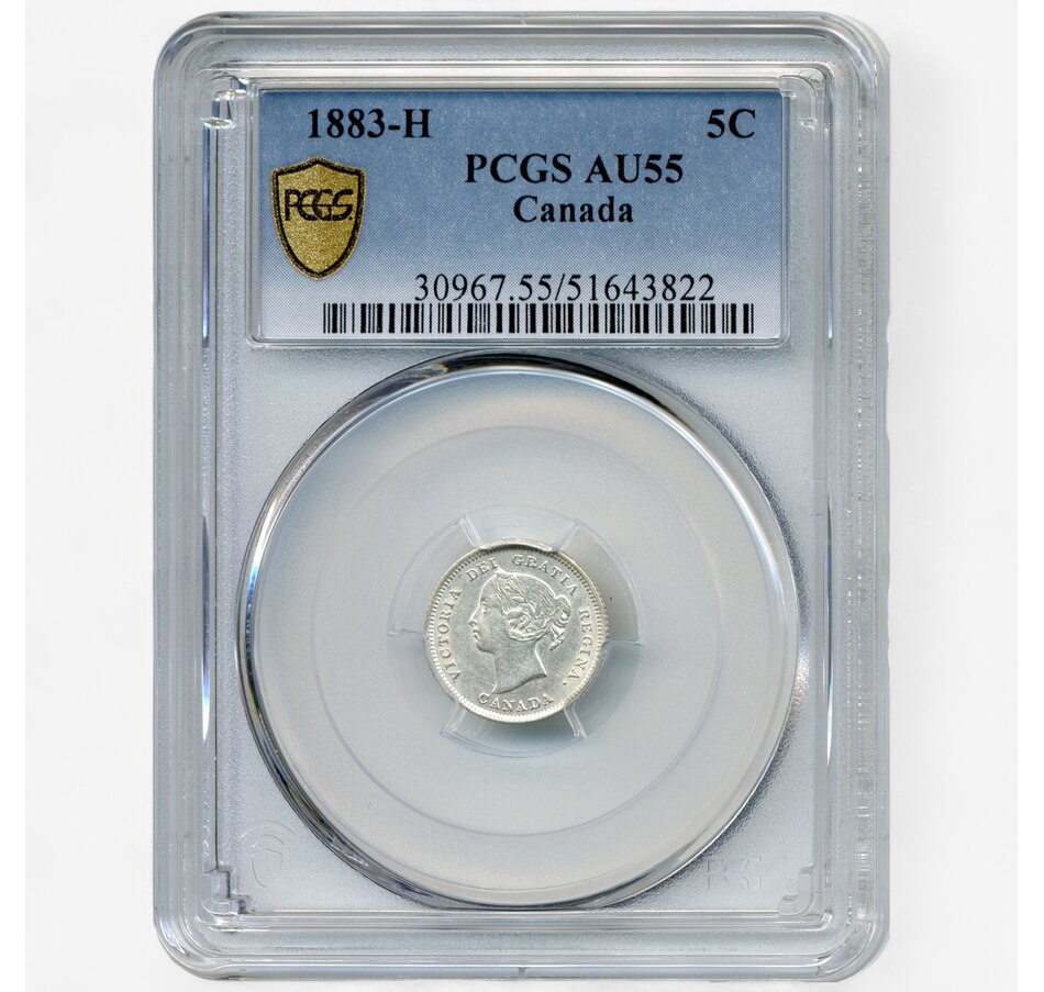 Image 703735_ALTMORE1.jpg, Product 703-735 / Price $950.00, Canada 1883-H 5 Cent Coin PCGS Certified About Uncirculated 55 from The Coin Show with Steven Bromberg on TSC.ca's Coins department