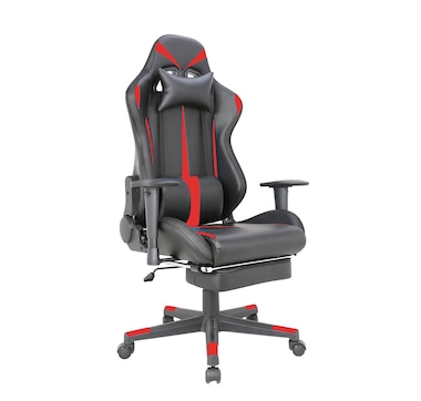 TygerClaw Fabric Gaming Chair with Lumbar Pillow and Leg Rest
