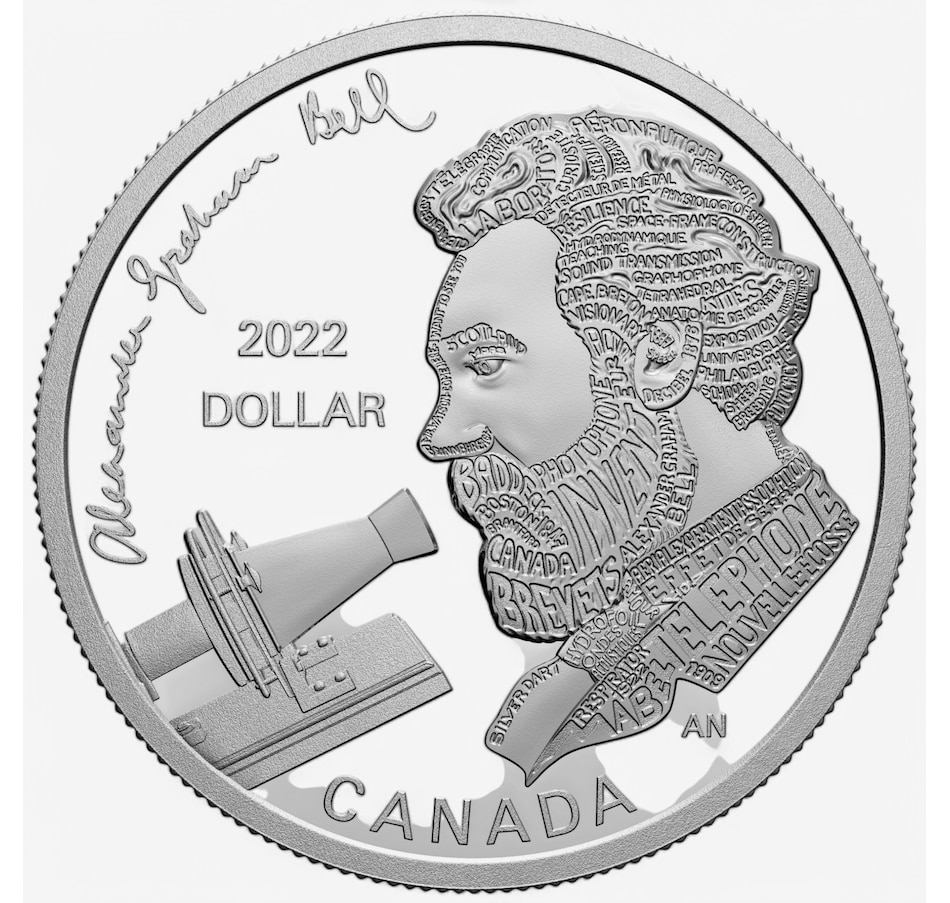 Image 703925_ALTMORE1.jpg, Product 703-925 / Price $89.95, 2022 Proof Silver Dollar Alexander Graham Bell plus Exclusive Bonus Bell Dollar Coins, Classic and Coloured from Royal Canadian Mint (RCM) on TSC.ca's Coins department