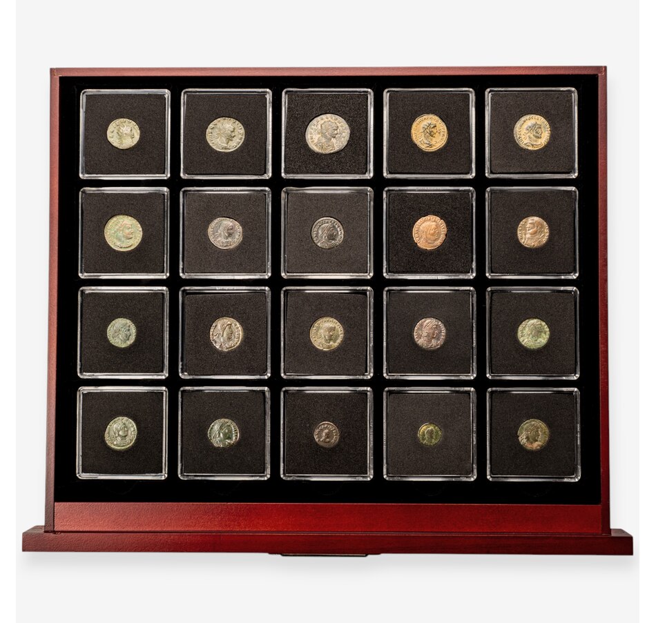 Image 703932_ALTMORE1.jpg, Product 703-932 / Price $899.95, 20 Different Roman Emperors on Bronze Coins 253–455 CE, plus Chronicle of the Roman Emperors Book and Roman Arrowhead and Ring from Canadian Coin & Currency on TSC.ca's Coins department
