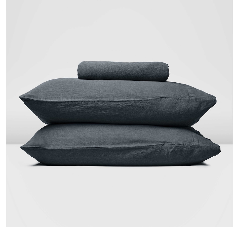 Image 704119_FTBLK.jpg, Product 704-119 / Price $220.00 - $260.00, Silk & Snow Flax Linen Fitted Sheet & Pillowcase Set from Silk & Snow on TSC.ca's Home & Garden department
