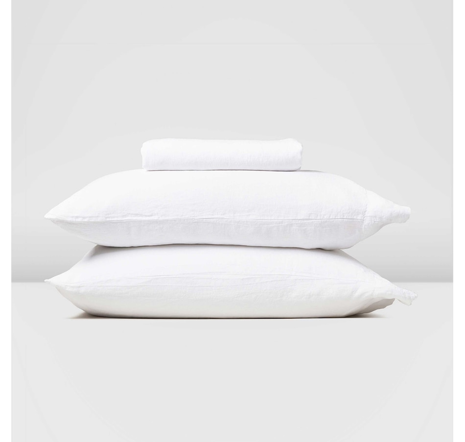 Image 704119_MBWHT.jpg, Product 704-119 / Price $220.00 - $260.00, Silk & Snow Flax Linen Fitted Sheet & Pillowcase Set from Silk & Snow on TSC.ca's Home & Garden department
