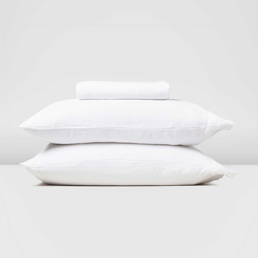 Image 704119_MBWHT.jpg, Product 704-119 / Price $189.00 - $226.00, Silk & Snow Flax Linen Fitted Sheet & Pillowcase Set from Silk & Snow on TSC.ca's Home & Garden department