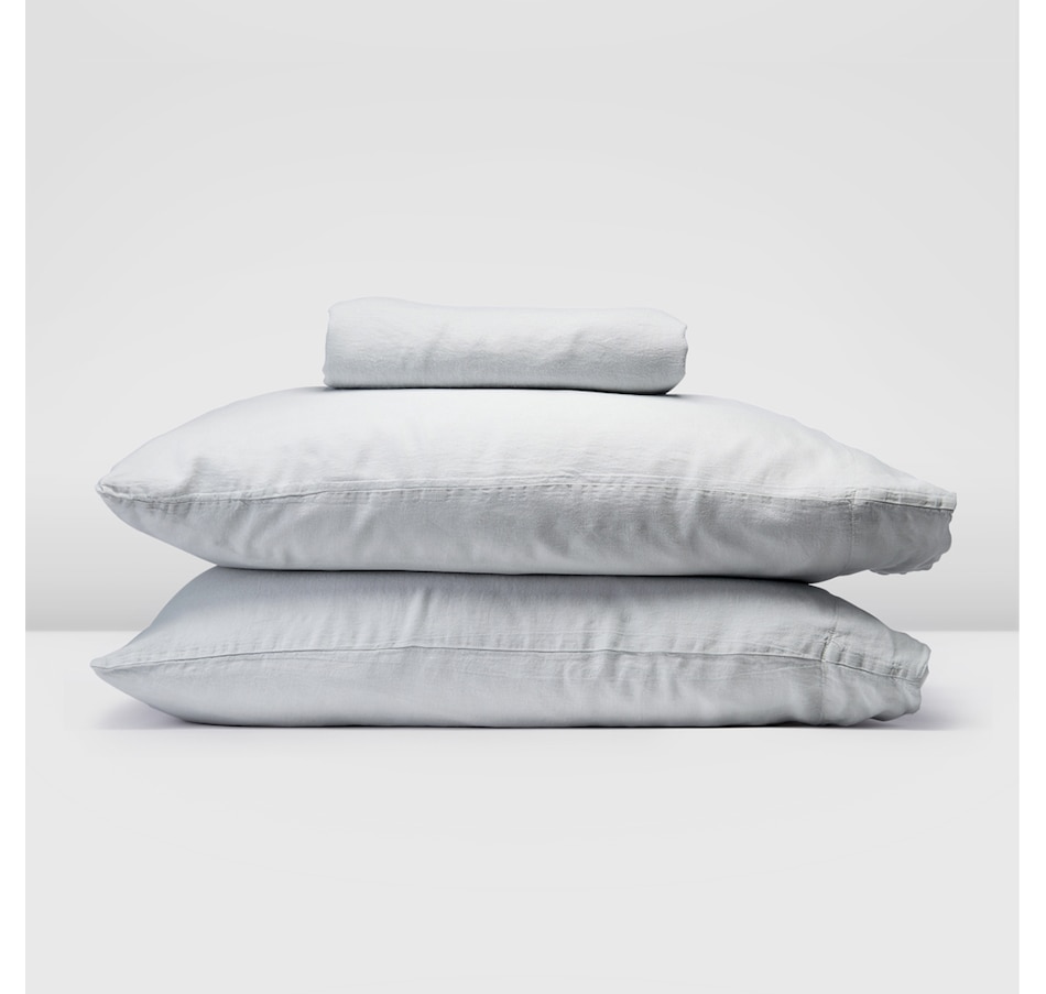 Image 704119_NSGRY.jpg, Product 704-119 / Price $220.00 - $260.00, Silk & Snow Flax Linen Fitted Sheet & Pillowcase Set from Silk & Snow on TSC.ca's Home & Garden department