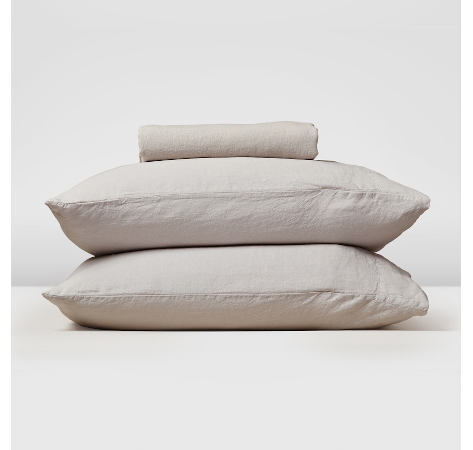 Image 704119_OAT.jpg, Product 704-119 / Price $220.00 - $260.00, Silk & Snow Flax Linen Fitted Sheet & Pillowcase Set from Silk & Snow on TSC.ca's Home & Garden department