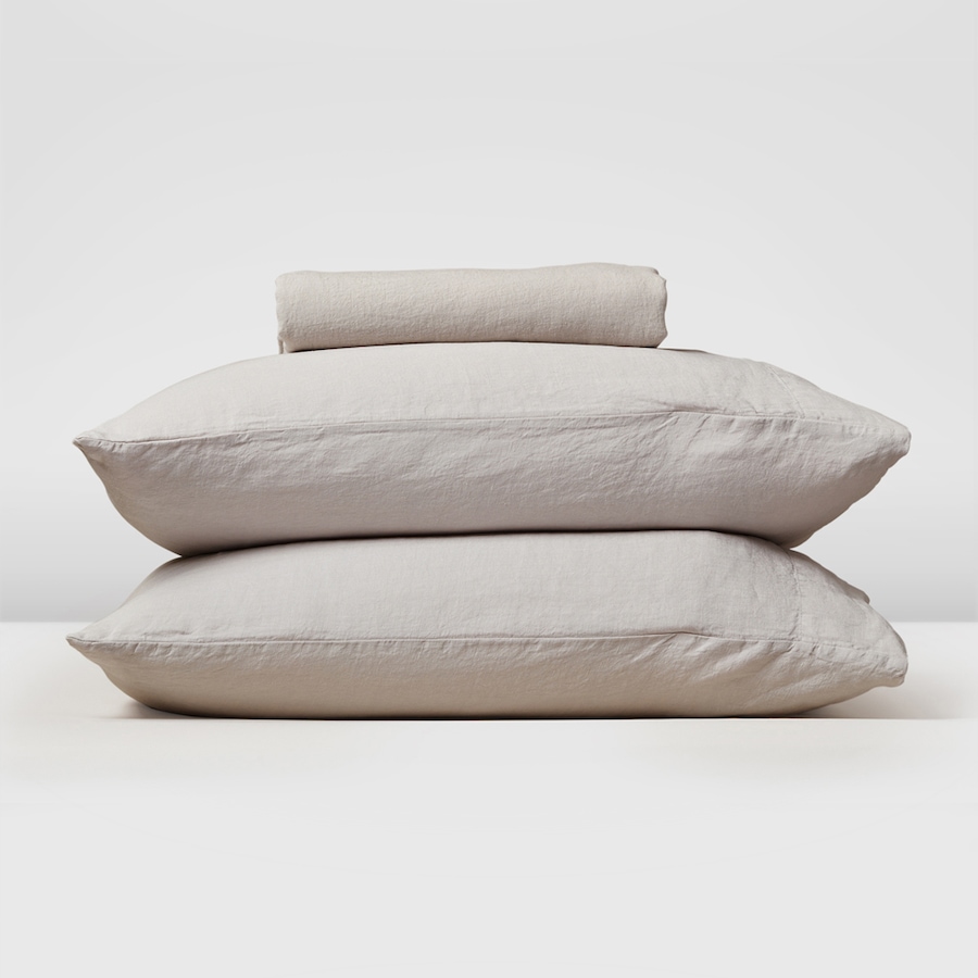 Image 704119_OAT.jpg, Product 704-119 / Price $189.00 - $226.00, Silk & Snow Flax Linen Fitted Sheet & Pillowcase Set from Silk & Snow on TSC.ca's Home & Garden department