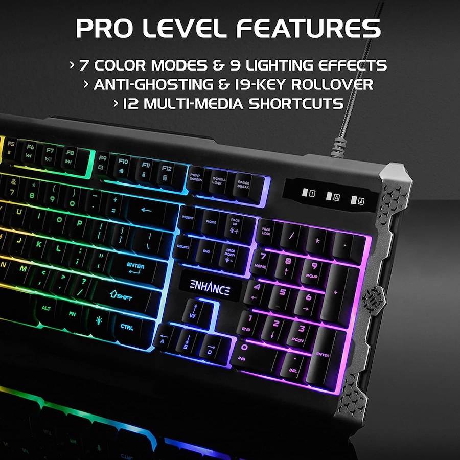 Image 704211_ALTMORE1.jpg, Product 704-211 / Price $49.99, Enhance Infiltrate Membrane Gaming Keyboard (ENINKNL100BKUS) from Enhance on TSC.ca's Electronics department