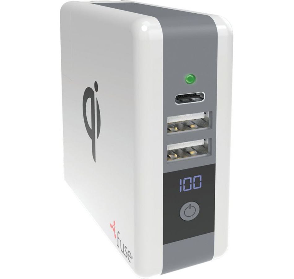 Image 704341.jpg, Product 704-341 / Price $39.99, Fuse 3-in-1 Qi Charger (5 watts, 6700 mAh power bank, 3-port wall charger)  on TSC.ca's Electronics department