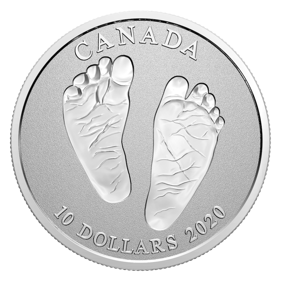 Image 704387.jpg, Product 704-387 / Price $109.95, 2020 $10 Welcome to the World Fine Silver Coin from Royal Canadian Mint (RCM) on TSC.ca's Coins department