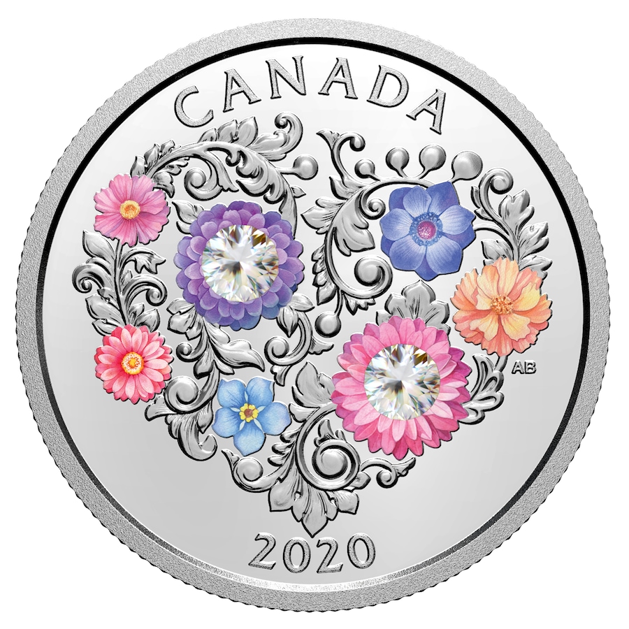 Image 704388.jpg, Product 704-388 / Price $69.95, 2020 $3 Fine Silver Celebration of Love Coin from Royal Canadian Mint (RCM) on TSC.ca's Coins department
